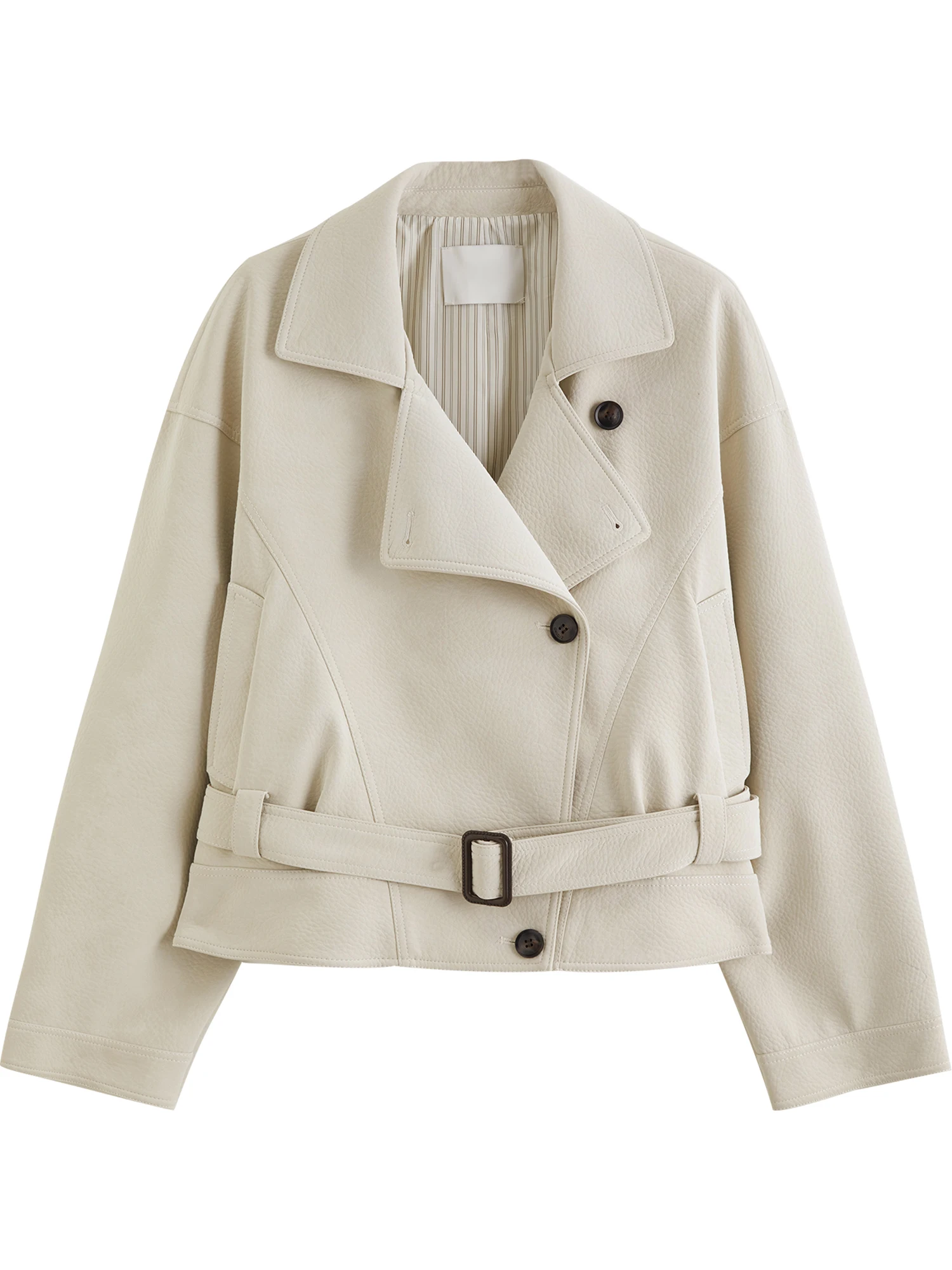 Women's Faux Sheepskin Motorcycle Jacket - Waist-Cinching Commute Coat - Image 6