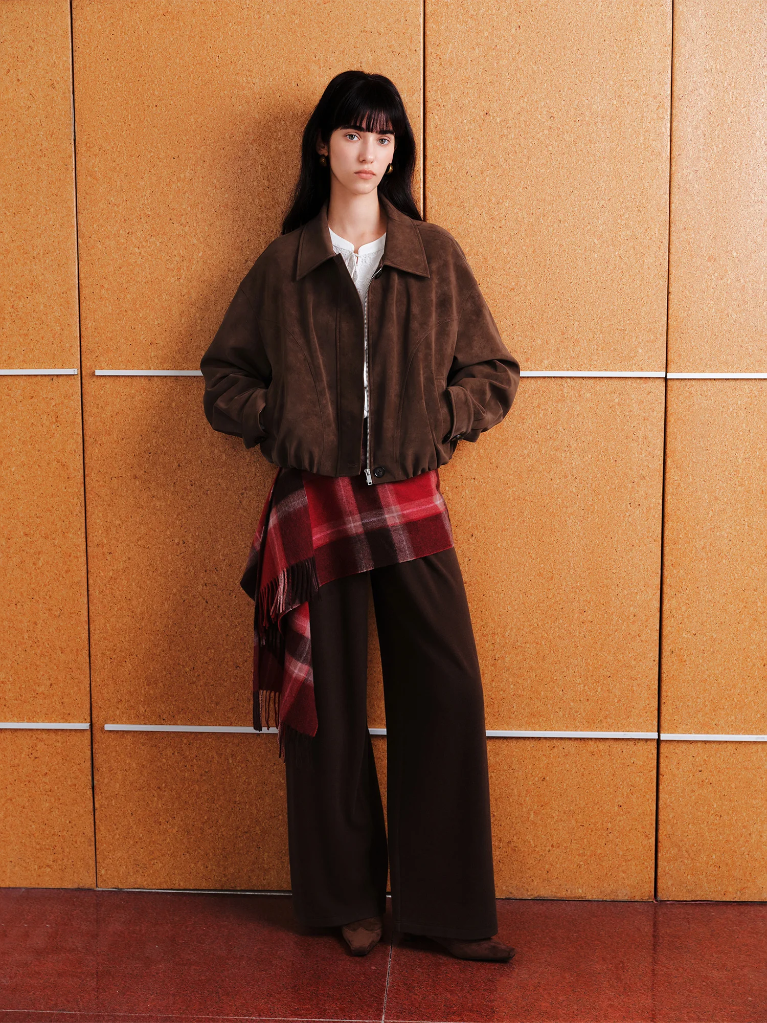 Women's Faux Suede Cropped Jacket - Retro Spring Outerwear - Image 2