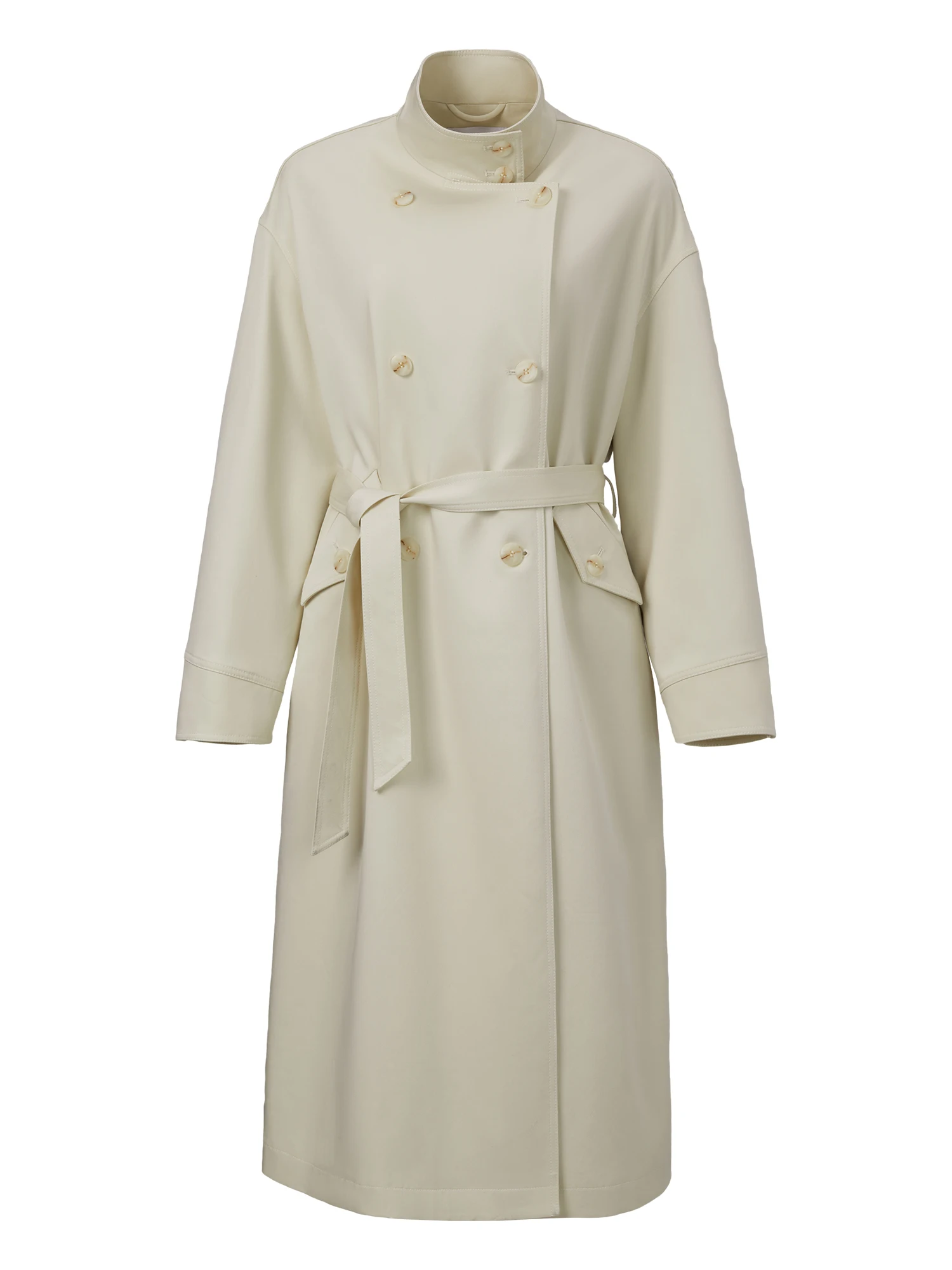 Petite Double Breasted Trench Coat - Stand Collar Spring Outerwear - Image 6