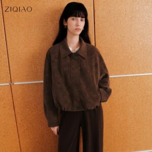 Women's Faux Suede Cropped Jacket - Retro Spring Outerwear