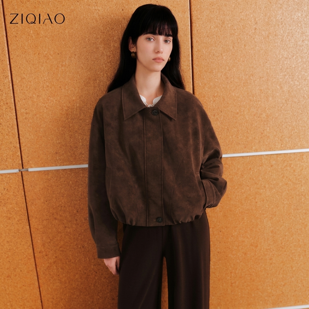 Women's Faux Suede Cropped Jacket - Retro Spring Outerwear