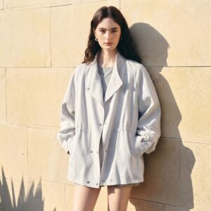 Women's Double Breasted Trench Coat - Relaxed Fit Spring Outerwear