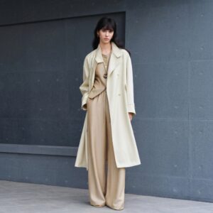 Petite Double Breasted Trench Coat - Stand Collar Spring Outerwear