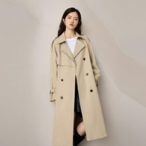 Women's British Style Double Breasted Trench Coat - Long Autumn Jacket