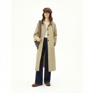 H-Line Trench Coat - Waist-Tucked Khaki Windbreaker